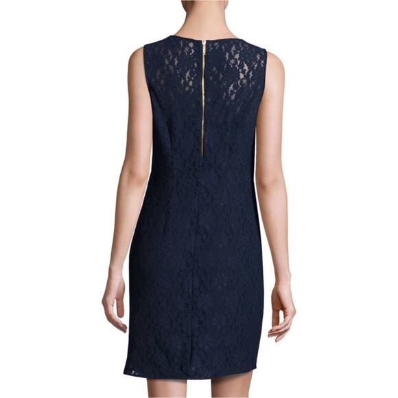 Michael Kors NWT Lace Shift Dress Navy Blue Floral Design Size 6 - Picture 2 of 8